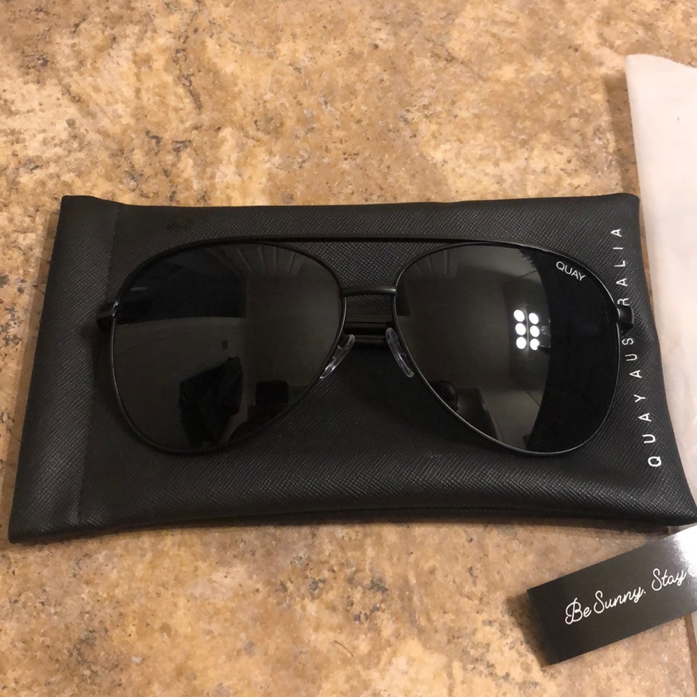 Quay Black Aviator Sunglasses